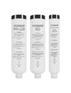 Zestaw 3 wkładów wymiennych do filtra HYDRION – prefiltr, membrana RO i postfiltr