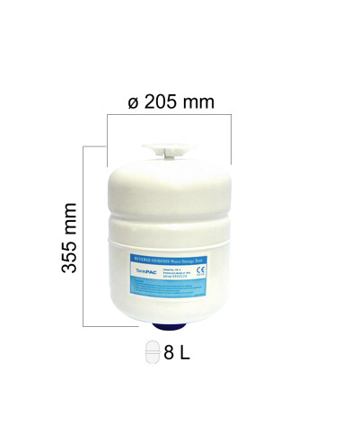 Zbiornik metalowy 8 L - wymiary