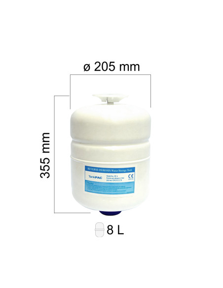 Zbiornik metalowy 8 L - wymiary