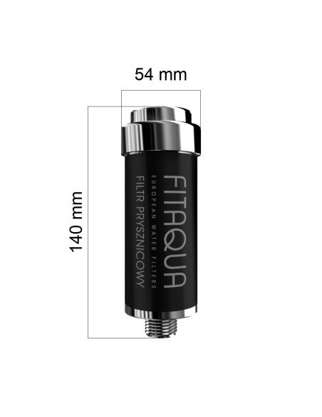 Filtr prysznicowy srebrny + czarna etykieta (wymiary)