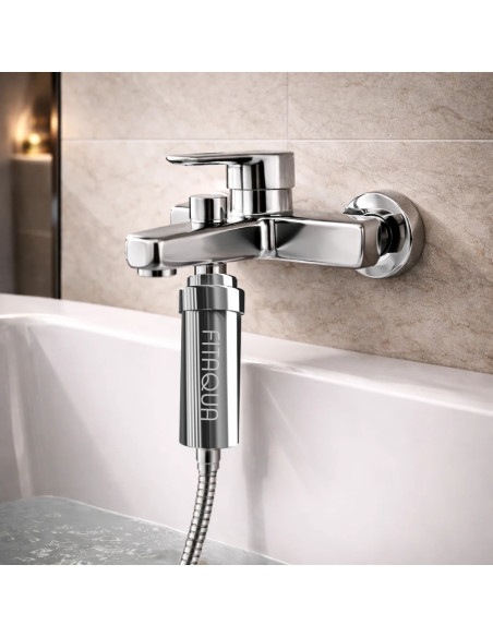 Zestaw Filtrów Prysznicowych Srebrny FITAQUA | KDF, Duży Zapas Wkładów, Uniwersalny