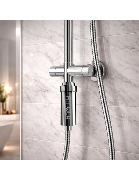 Zestaw Filtrów Prysznicowych Srebrny FITAQUA | KDF, Duży Zapas Wkładów, Uniwersalny