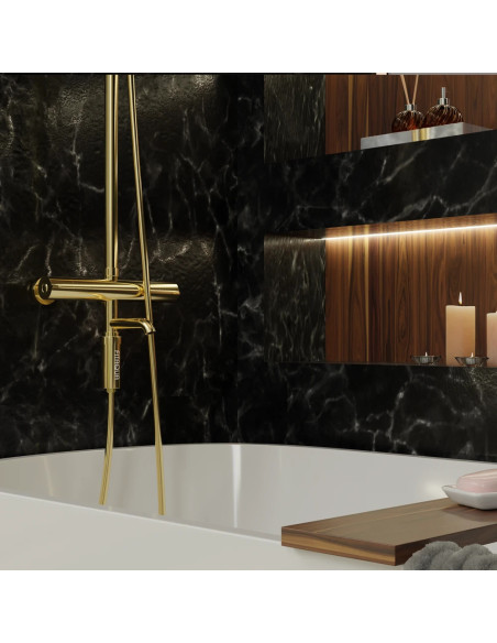 Filtr Prysznicowy Złoty FITAQUA | Usuwa Chlor, Złoże KDF, Zdrowa Skóra i Włosy